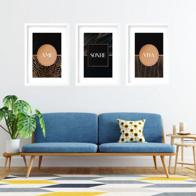 Kit 3 Quadros Grandes Ame Sonhe Viva 60x48cm - Image 2
