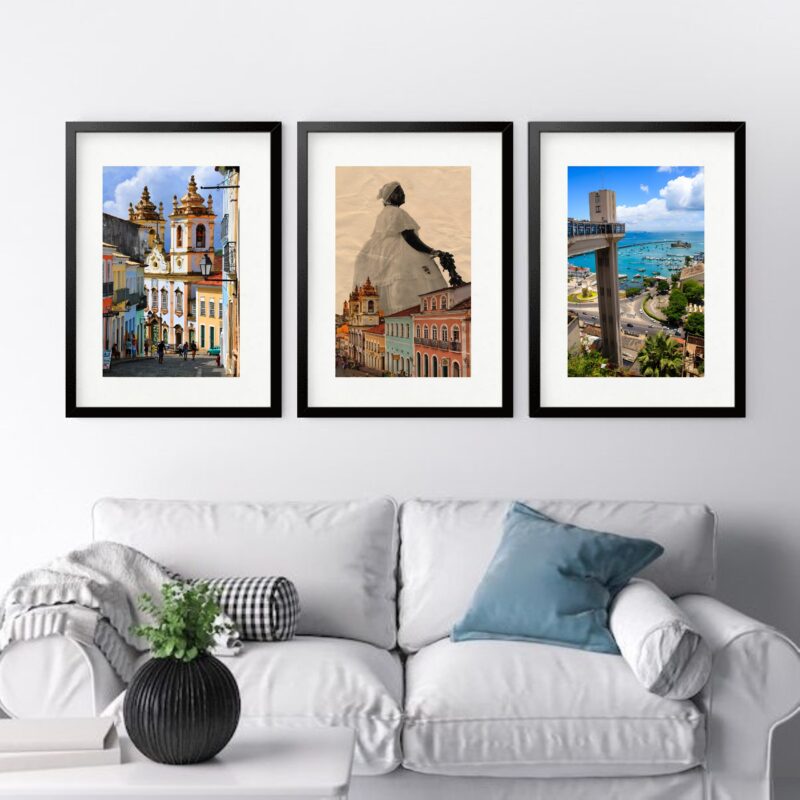 Kit 3 Quadros Grandes Bahia - 60x48cm
