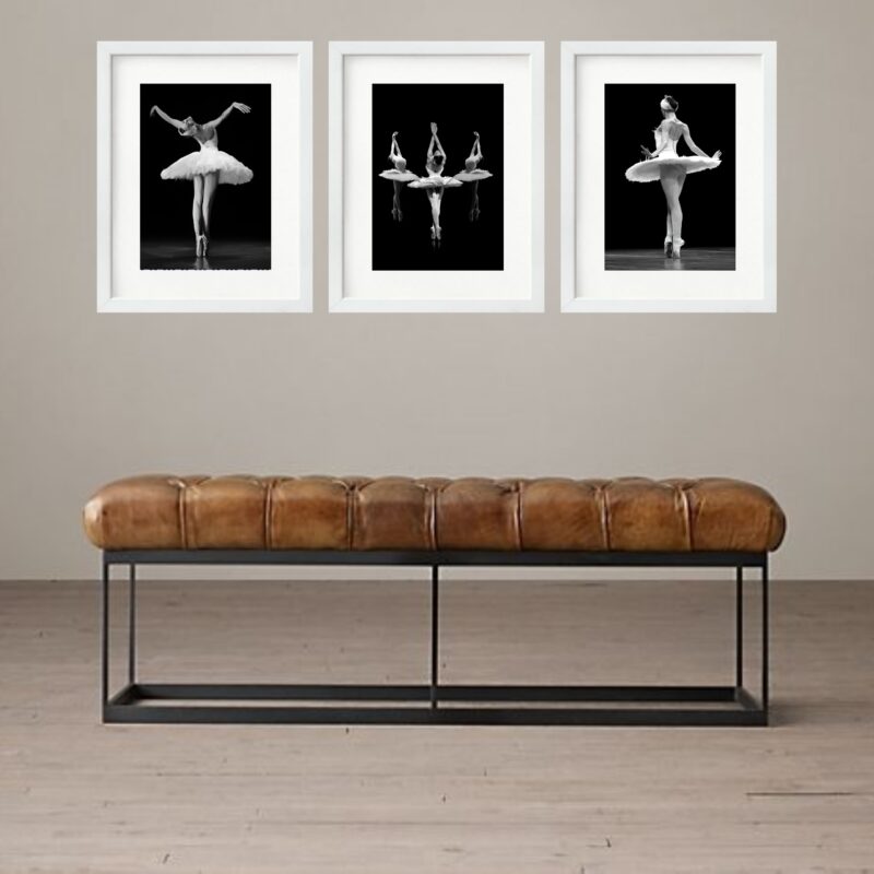 Kit 3 Quadros Grandes Bailarinas P&B - 60x48cm b