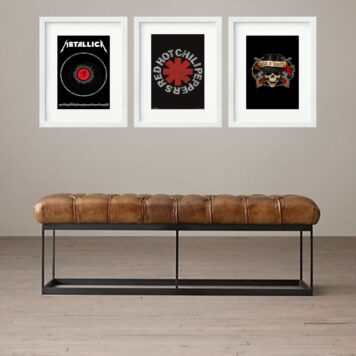 Kit 3 Quadros Grandes Bandas de Rock - 60x48cm b