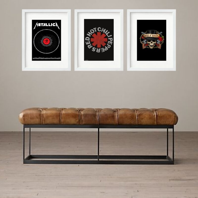 Kit 3 Quadros Grandes Bandas de Rock - 60x48cm b