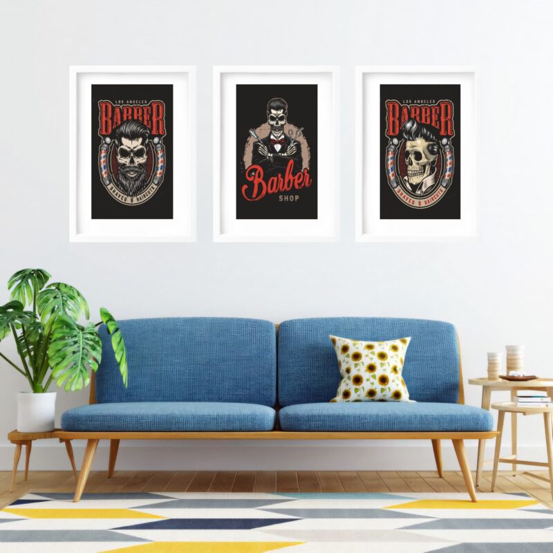 Kit 3 Quadros Grandes Barbearia 60x48cm - Imagem 2