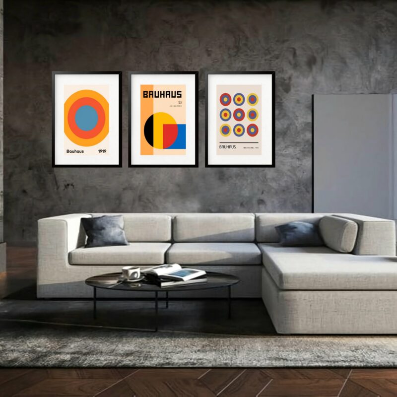 Kit 3 Quadros Grandes Bauhaus Ausstellung 1923 Collection 60x48cm