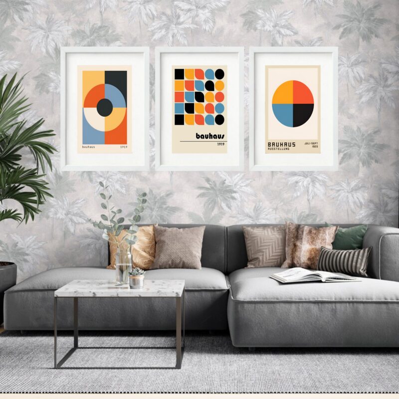 Kit 3 Quadros Grandes Bauhaus Circles Collection 60x48cm - Image 2