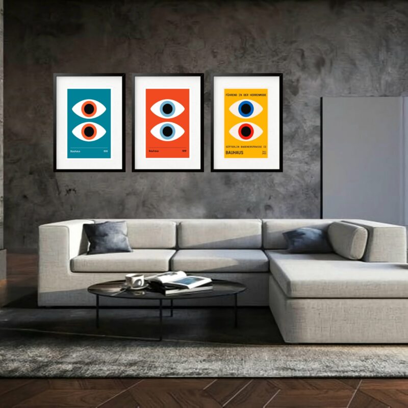 Kit 3 Quadros Grandes Bauhaus Eyes Collection 60x48cm