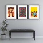 Kit 3 Quadros Grandes Beatles Al You Need Is Love - 60x48cm