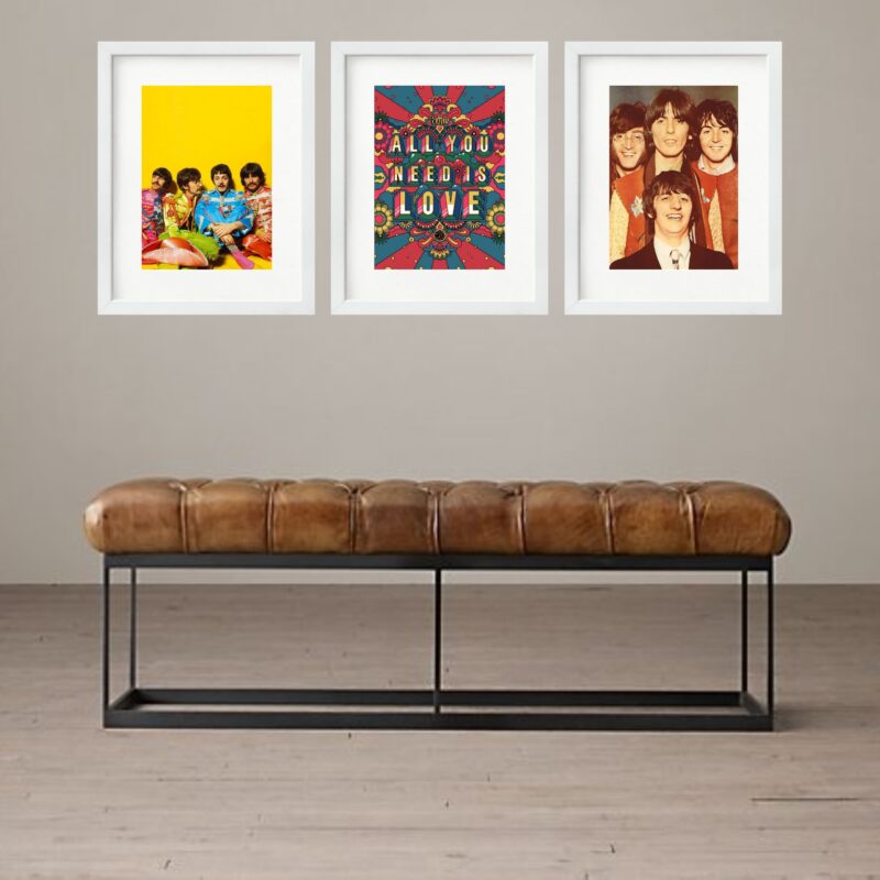 Kit 3 Quadros Grandes Beatles Al You Need Is Love - 60x48cm b