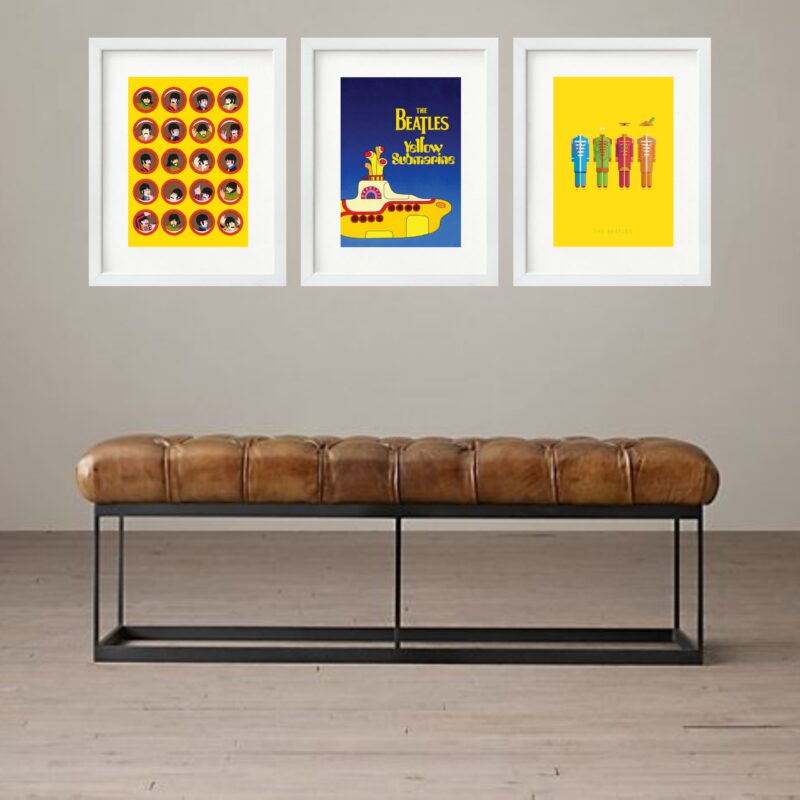 Kit 3 Quadros Grandes Beatles Yellow Submarine - 60x48cm b