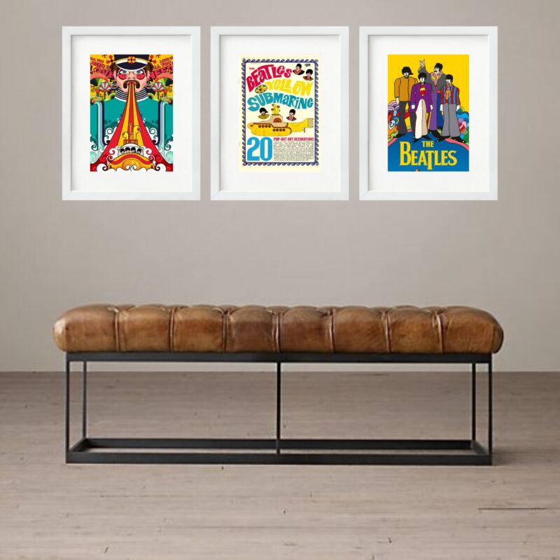 Kit 3 Quadros Grandes Beatles Yellow Submarine All You Need... - 60x48cm b
