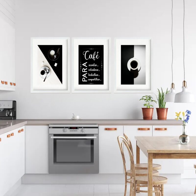 Kit 3 Quadros Grandes Café P&B 60x48cm - Image 2
