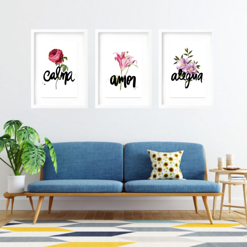 Kit 3 Quadros Grandes Calma Amor e Alegria 60x48cm - Image 2