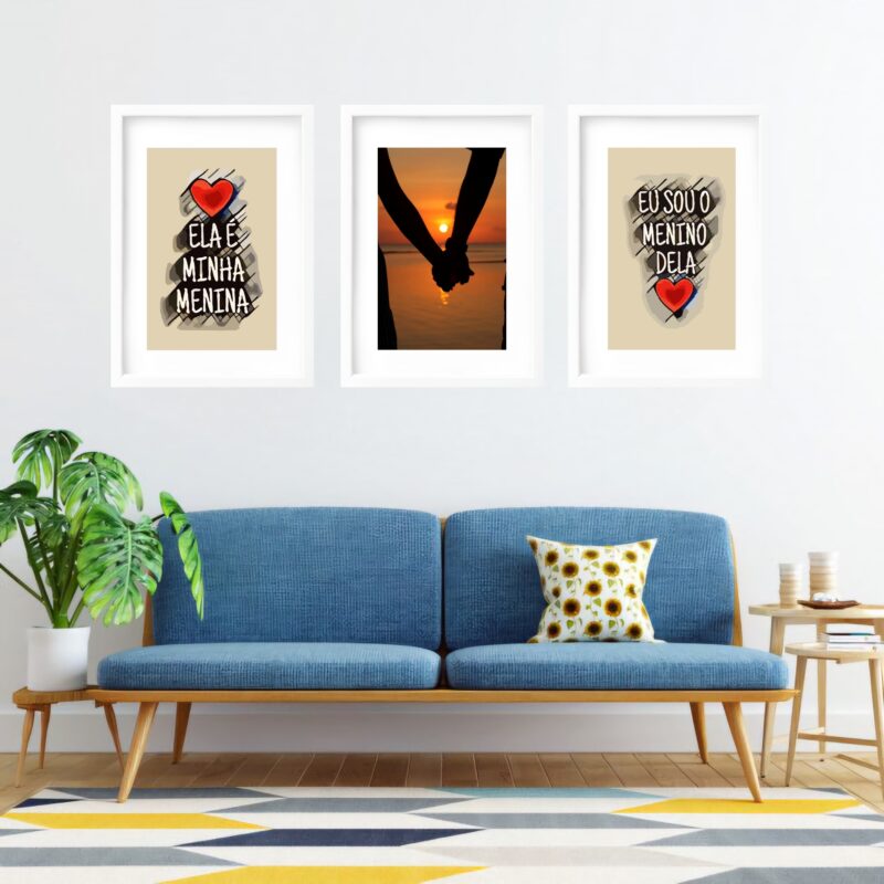 Kit 3 Quadros Grandes Casal Declaração 60x48cm - Image 2