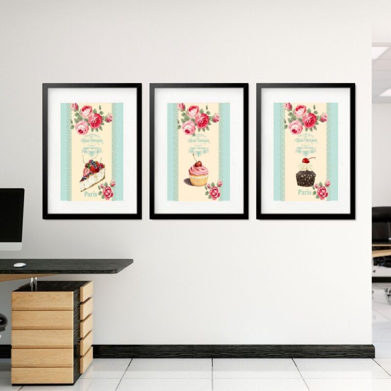 Kit 3 Quadros Grandes Confeitaria Cacao Payraud 60x48cm