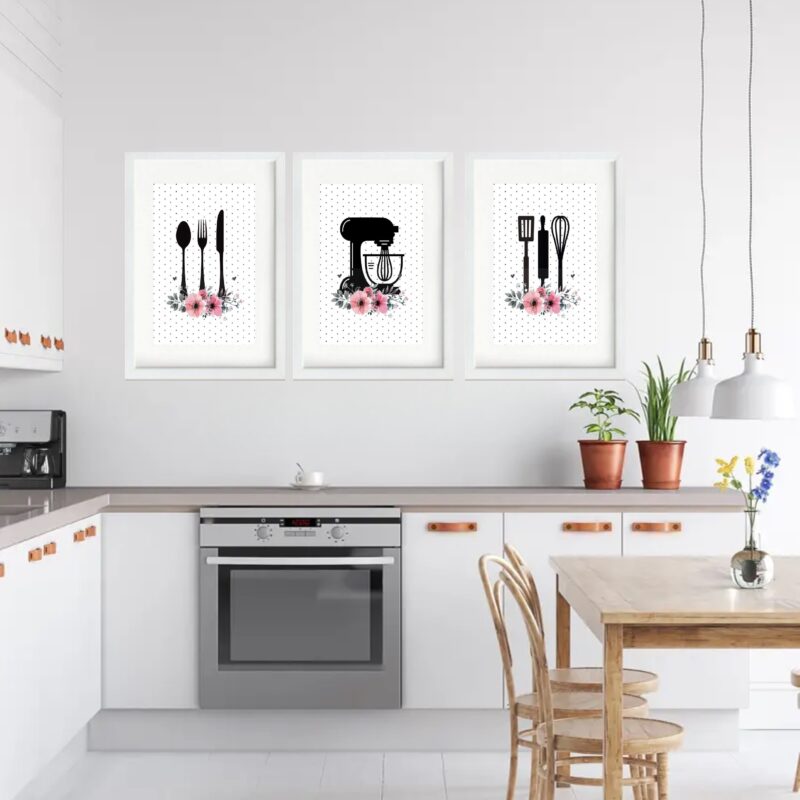 Kit 3 Quadros Grandes Cozinha Flores 60x48cm - Image 2