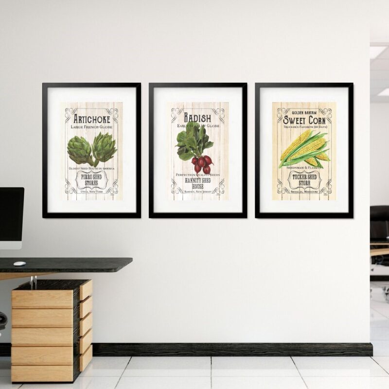 Kit 3 Quadros Grandes Farm Vintage 60x48cm
