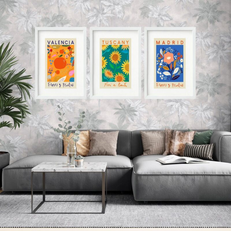 Kit 3 Quadros Grandes Flower Market Fiori e Piante Collection 60x48cm - Image 2