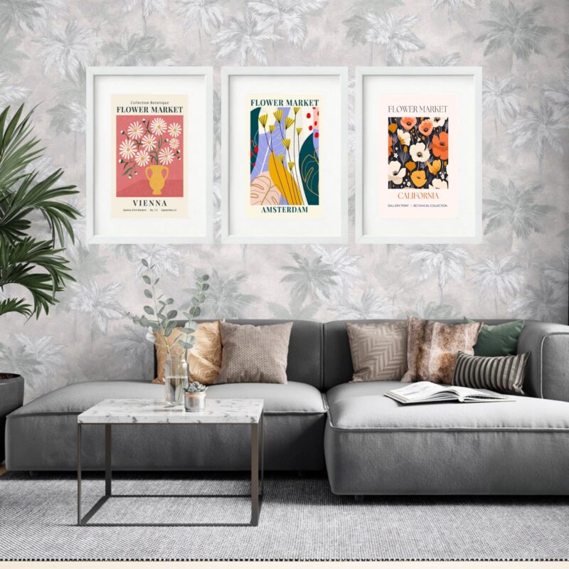 Kit 3 Quadros Grandes Flower Market Galerie d'Art Modern Collection 60x48cm - Image 2