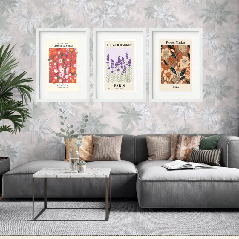 Kit 3 Quadros Grandes Flower Market Garden Collection 60x48cm - Image 2