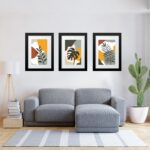 Kit 3 Quadros Grandes Folhas Boho -60x48 Cm