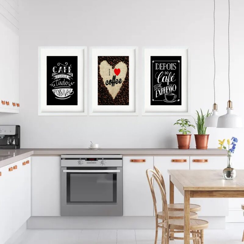 Kit 3 Quadros Grandes Frases Café 60x48cm - Image 2