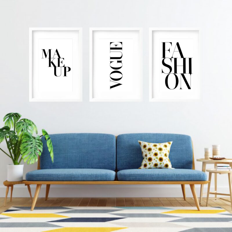 Kit 3 Quadros Grandes Frases Moda 60x48cm - Image 2