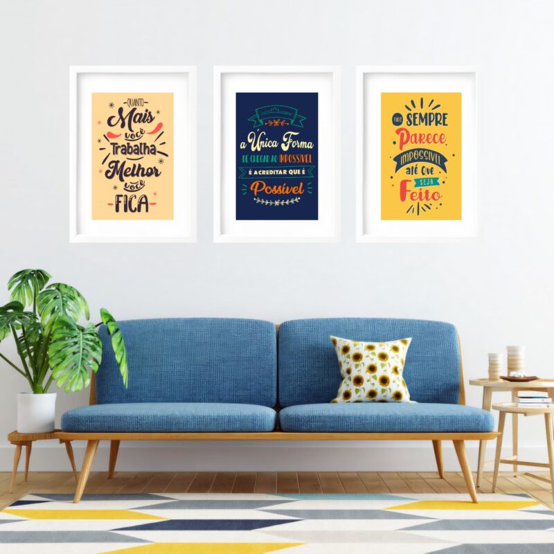 Kit 3 Quadros Grandes Frases Motivacionais 60x48cm - Image 2