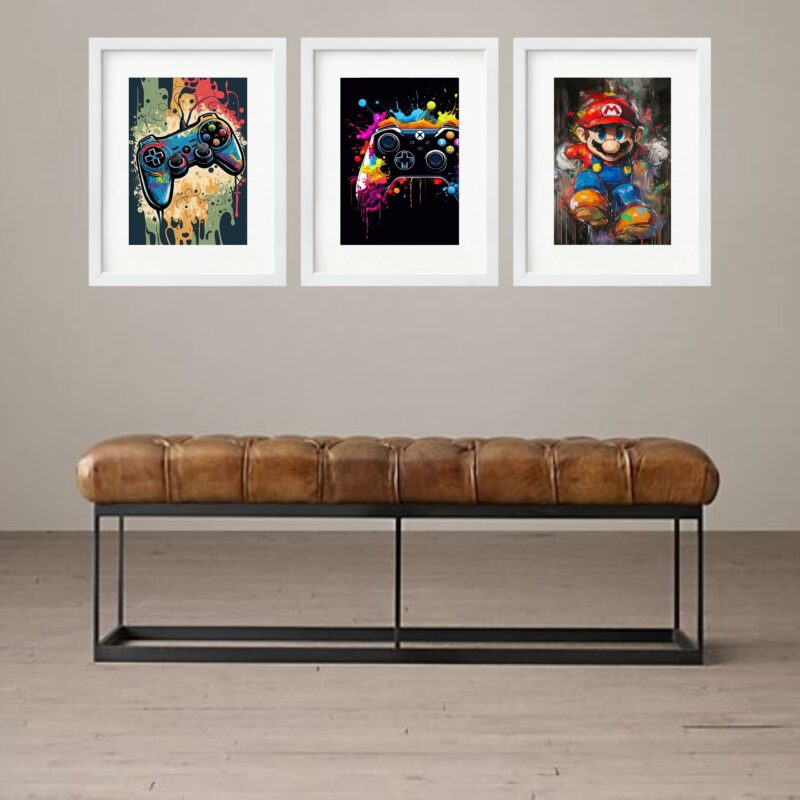 Kit 3 Quadros Grandes Games Mario - 60x48cm - Image 2
