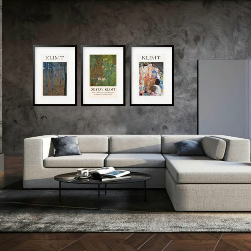 Kit 3 Quadros Grandes Gustav Klimt Collection 60x48cm