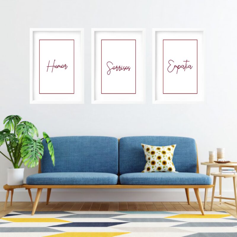 Kit 3 Quadros Grandes Humor Sorrisos e Empatia 60x48cm - Image 2