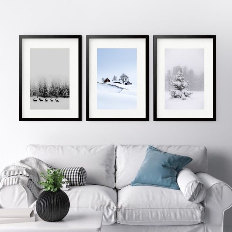 Kit 3 Quadros Grandes Inverno - 60x48cm
