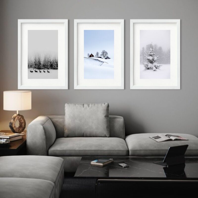Kit 3 Quadros Grandes Inverno - 60x48cm b