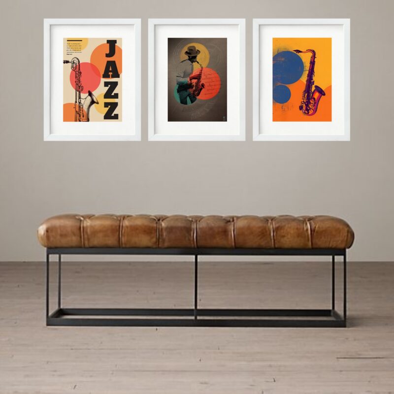 Kit 3 Quadros Grandes Jazz - 60x48cm b