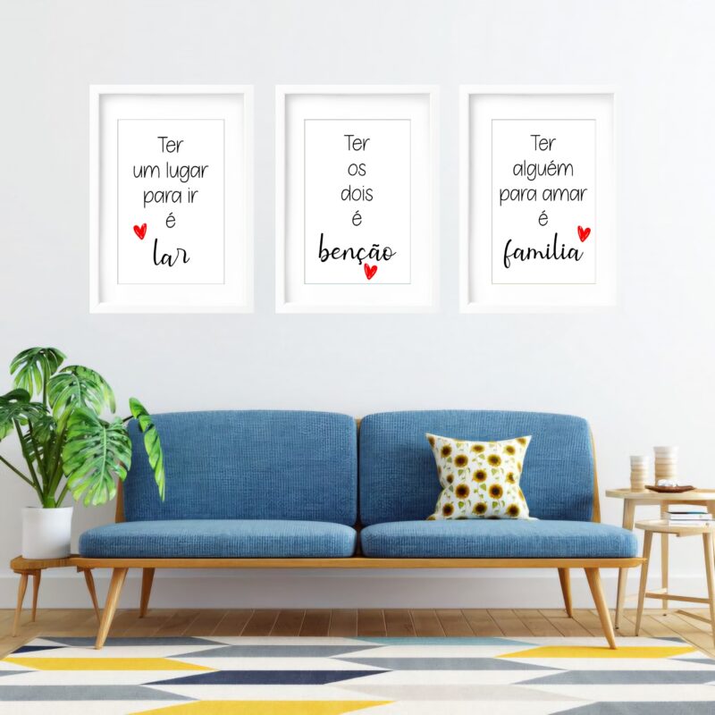 Kit 3 Quadros Grandes Lar Benção Família 60x48cm - Image 2