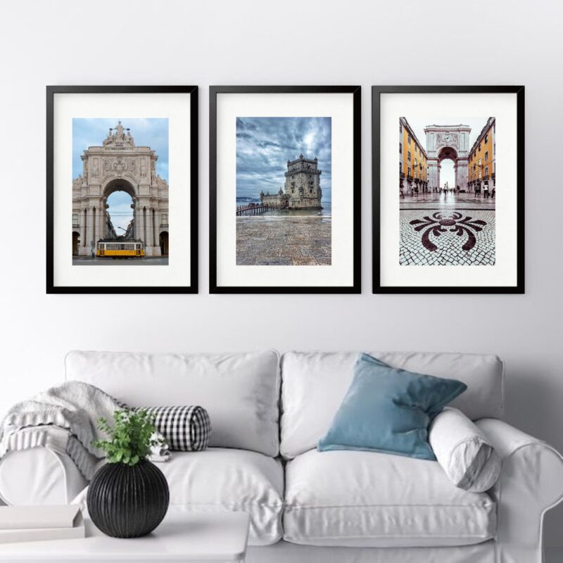 Kit 3 Quadros Grandes Lisboa Turismo - 60x48cm