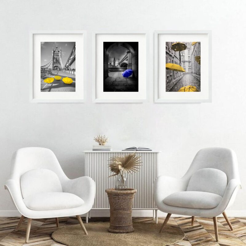 Kit 3 Quadros Grandes Londres Guarda Chuvas - 60x48cm - Image 2