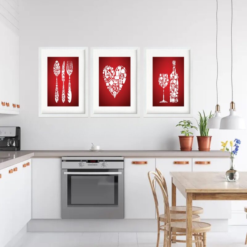 Kit 3 Quadros Grandes Love Kitchen 60x48cm - Image 2