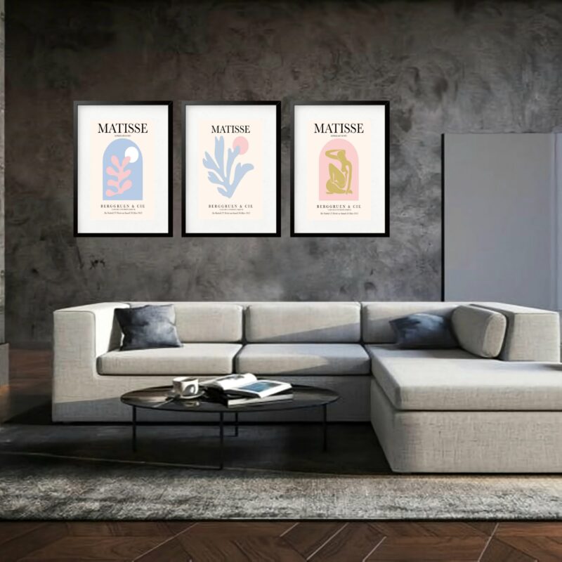 Kit 3 Quadros Grandes Matisse Berggruen & Cie Collection 60x48cm