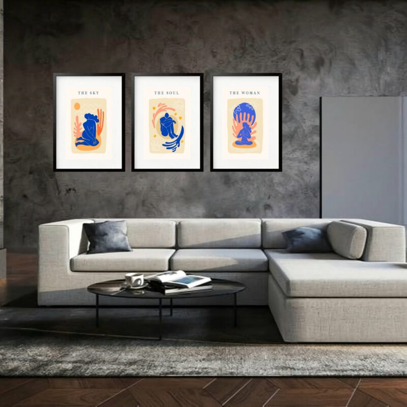 Kit 3 Quadros Grandes Matisse Ocean Collection 60x48cm