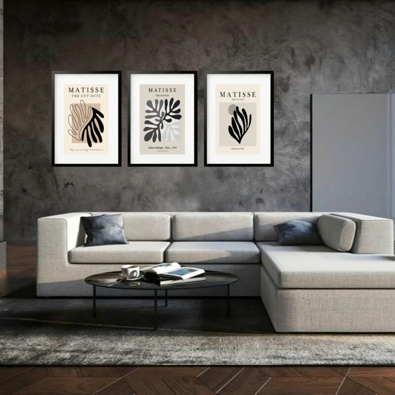 Kit 3 Quadros Grandes Matisse The Cut-Outs Collection 60x48cm