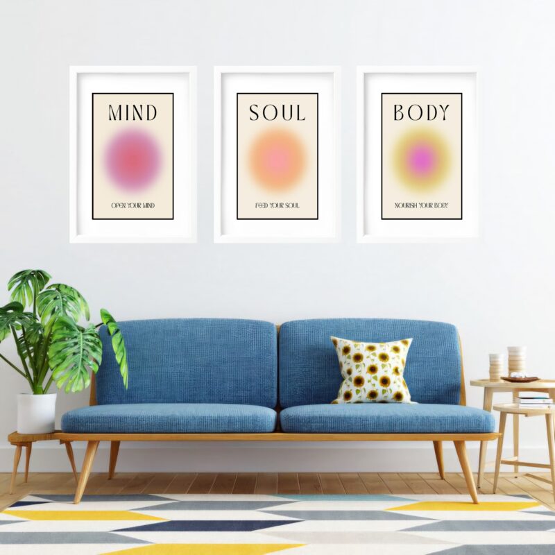 Kit 3 Quadros Grandes Mente Corpo e Alma 60x48cm - Image 2