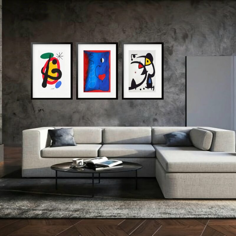 Kit 3 Quadros Grandes Miró Collection 60x48cm