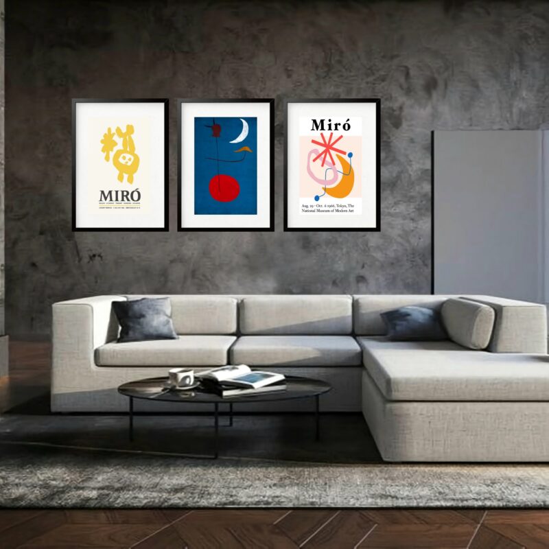 Kit 3 Quadros Grandes Miró Collection I 60x48cm
