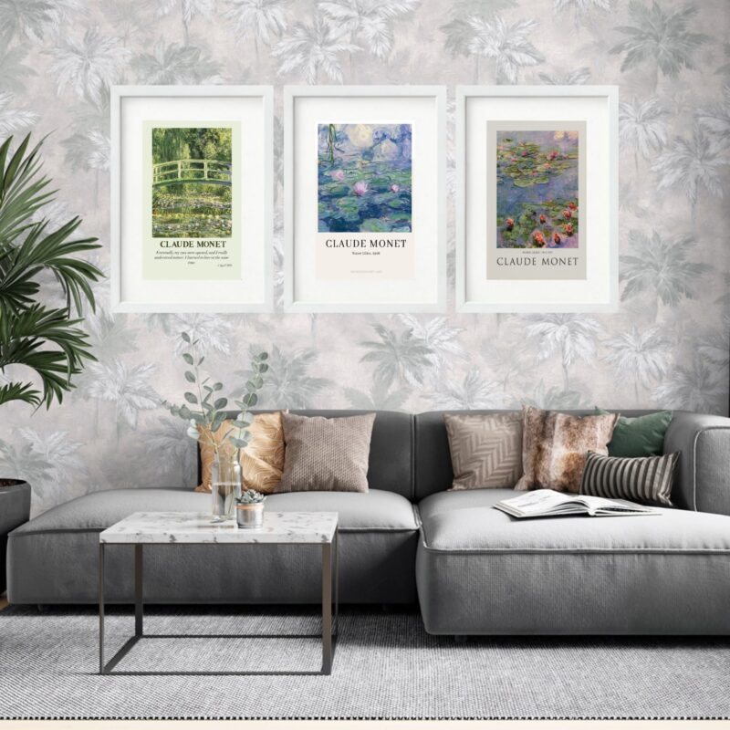 Kit 3 Quadros Grandes Monet Water Lilies Collection 60x48cm - Image 2