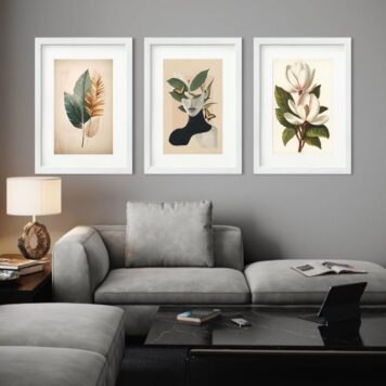 Kit 3 Quadros Grandes Mulher e Plantas - 60x48cm - Imagem 2
