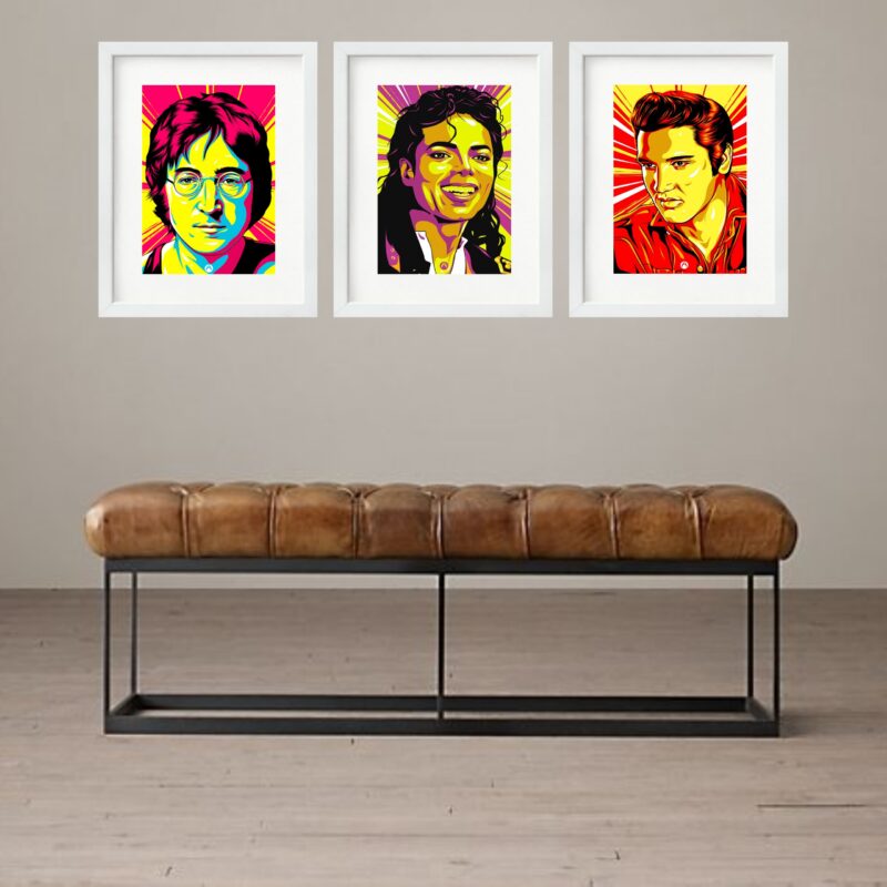 Kit 3 Quadros Grandes Músicos Famosos - 60x48cm - Image 2