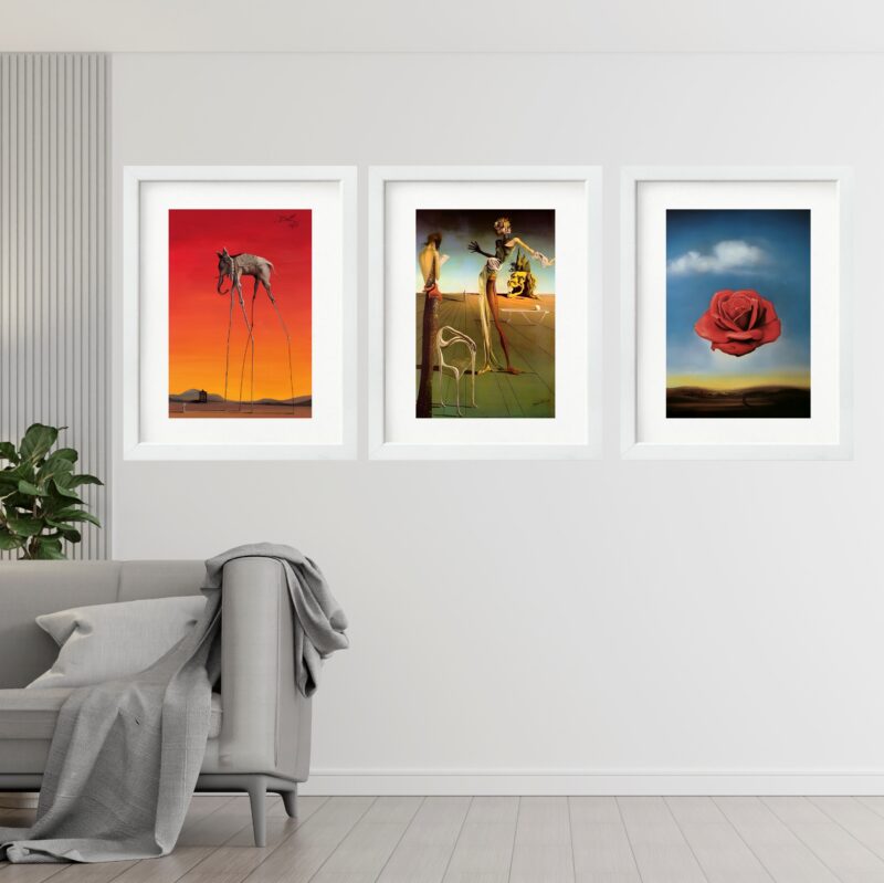 Kit 3 Quadros Grandes Obras De Dalí - 60x48 Cm b