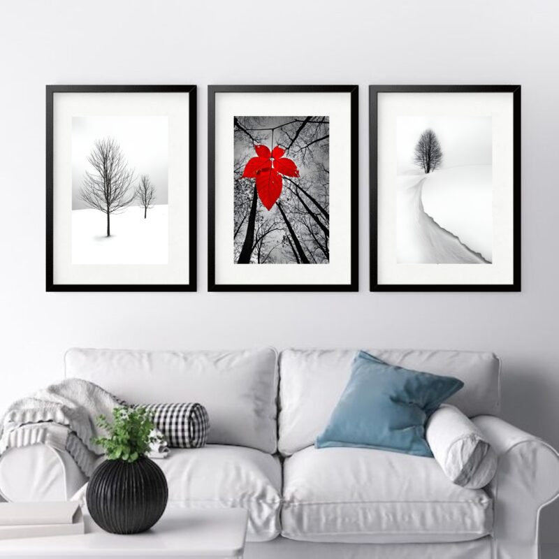 Kit 3 Quadros Grandes Outono Inverno - 60x48cm
