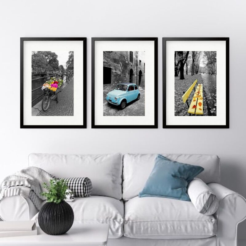 Kit 3 Quadros Grandes Paris - 60x48cm