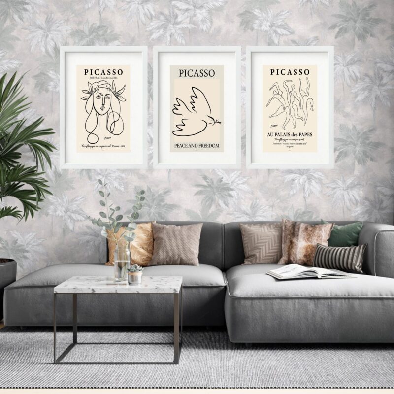 Kit 3 Quadros Grandes Picasso Portrait Imaginaires Collection 60x48cm - Image 2