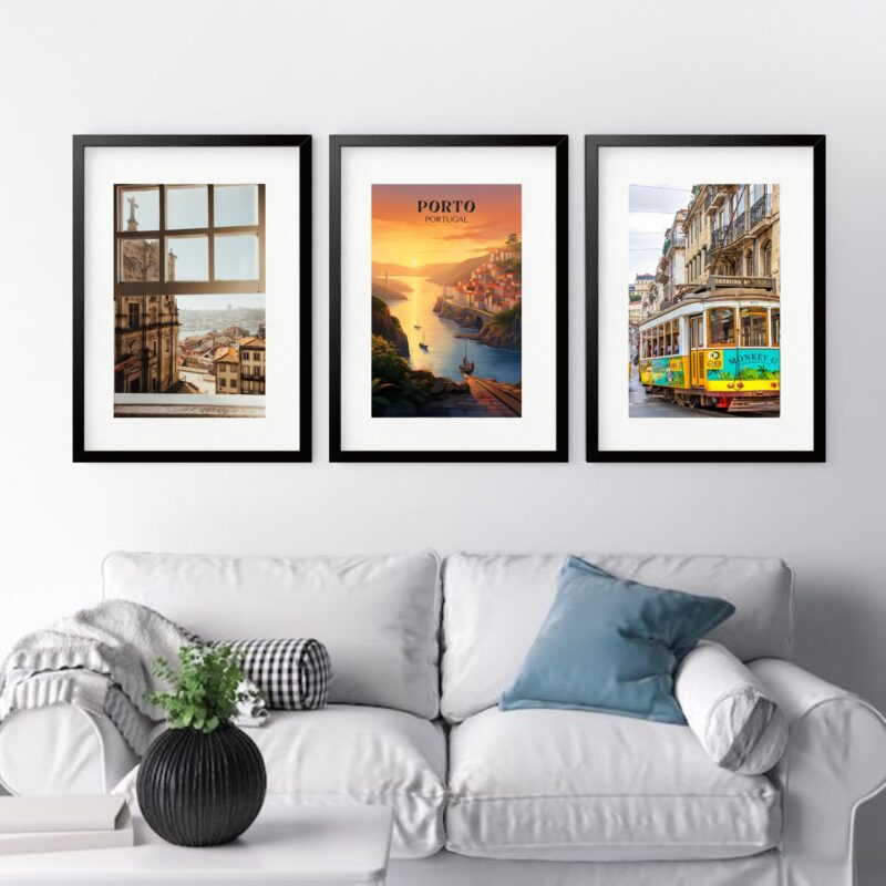 Kit 3 Quadros Grandes Portugal - 60x48cm